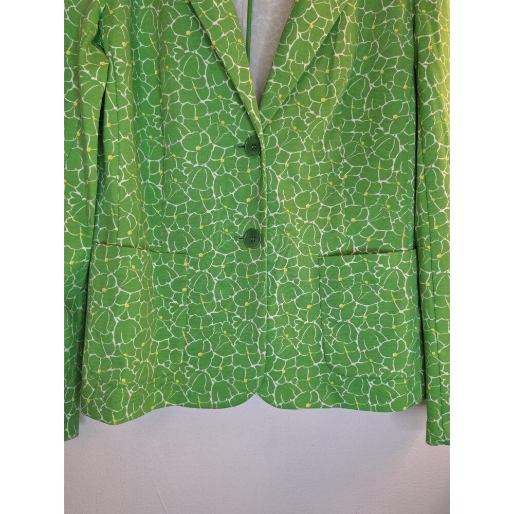 Talbots Women's Knit Blazer Medium Spring Green Floral Bright Colorful Comfort - Picture 5 of 9